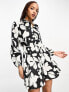 Stradivarius shirt dress with flippy skirt in mono print