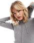 Фото #2 товара Monki knitted hoodie zip up cardigan in grey