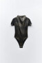 Metallic high neck bodysuit