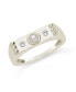 ფოტო #1 პროდუქტის Women's Sterling Silver Imitation Pearl and Cubic Zirconia Bar Ring