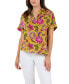 ფოტო #1 პროდუქტის Women's Printed Satin Like Top with Collar