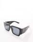 Vero Moda oversized square sunglasses with graphic detail in black