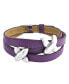 Purple Leather Love Slide Charm X Kiss Triple Wrap Bracelet Adjustable Belt Buckle For For Women Stainless Steel