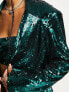Фото #3 товара Kyo The Brand sequin blazer 3 piece co-ord in green