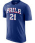Фото #3 товара Men's Joel Embiid Royal Philadelphia 76Ers Player Name & Number Performance T-shirt