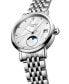 ფოტო #2 პროდუქტის Women's Swiss Elegant Moonphase Diamond (1/20 ct. t.w.) Stainless Steel Bracelet Watch 30mm