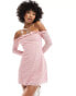 Фото #4 товара Motel off shoulder ruffle lace long sleeve mini dress in baby pink