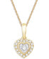 ფოტო #1 პროდუქტის Diamond Heart Halo 18" Pendant Necklace (1/6 ct. t.w.) in 10k Two-Tone Gold