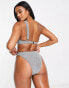 South Beach mix & match underwire one shoulder bikini top in silver metallic