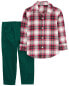 Фото #1 товара Baby 2-Piece Plaid Button-Down Shirt & Pull-On Corduroy Pant Set 6M