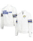 ფოტო #5 პროდუქტის Women's White Los Angeles Rams Line Up Satin Full-Snap Varsity Jacket
