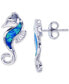 ფოტო #1 პროდუქტის Lab-Created Blue Opal Seahorse Stud Earrings (1/4 ct. t.w.) in Sterling Silver