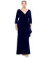 ფოტო #1 პროდუქტის Plus Size Ruffled Long-Sleeve Velvet Gown