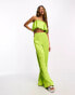 Фото #4 товара ASOS DESIGN co-ord satin twill floaty bandeau top in chartreuse