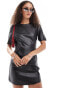 Noisy May faux leather dress in black