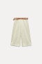 LINEN BLEND LONG BERMUDA SHORTS WITH BELT