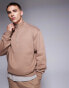 Фото #4 товара ASOS DESIGN premium heavyweight oversized quarter zip sweatshirt 400gsm in beige