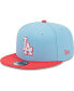 Men's Light Blue and Red Los Angeles Dodgers Spring Basic Two-Tone 9FIFTY Snapback Hat light blue, red - фото #2