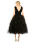 Women's Ruffled Cap Sleeve V-Neck A Line Tulle Dress