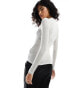 Weekday soft semi sheer long sleeve t-shirt in off-white