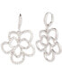 Silver-Tone Crystal Open Floral Drop Earrings