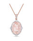 Morganite (9 3/4 ct. t.w.), White Sapphire (1/4 ct. t.w.) and Diamond (1/4 ct. t.w.) Vintage-Inspired Halo Necklace in 14k Rose Gold