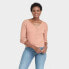 Women's Long Sleeve V-Neck Button-Front T-Shirt - Universal Thread Light Brown L