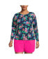 ფოტო #1 პროდუქტის Plus Size Crew Neck Long Sleeve Rash Guard UPF 50 Sun Protection Swim Tee