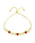 ფოტო #1 პროდუქტის 14k Gold Plated Brass Simulated Ruby Infinity Heart Bracelet