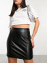 Фото #6 товара ASOS DESIGN faux leather mini skirt in black