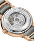 ფოტო #3 პროდუქტის Women's Swiss Automatic Centrix Diamond Accent Black Ceramic & Rose Gold PVD Stainless Steel Bracelet Watch 35mm