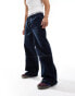 ASOS DESIGN super baggy jeans in navy with elasticated waistband