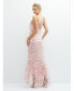 Sheer Halter Neck 3D Floral Embroidered Dress with High-Low Hem
