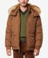 Фото #1 товара Men's Down Bomber with Faux Fur Trim and Removable Hood