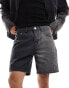 Liquor N Poker distressed cross denim shorts in black wash