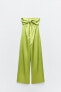 Satin cut-out jumpsuit with tie