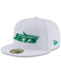 Фото #5 товара Men's White New York Jets Throwback Logo Omaha 59FIFTY Fitted Hat