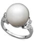 ფოტო #1 პროდუქტის 14k White Gold Ring, Cultured South Sea Pearl (13mm) and Diamond (1/4 ct. t.w.) Ring