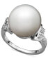 Фото #1 товара 14k White Gold Ring, Cultured South Sea Pearl (13mm) and Diamond (1/4 ct. t.w.) Ring