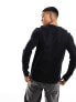 ASOS DESIGN cotton blend long sleeve crew neck t-shirt in black