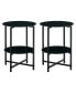 2-Piece Set (Black) Tempered Glass End Table, Round Coffee Table For Bedroom Living Room Office