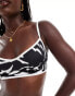 Фото #2 товара ASOS DESIGN contrast binding hidden underwire crop bikini in mono abstract