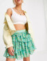 Фото #4 товара Miss Selfridge festival chiffon rara mini skirt in green ditsy