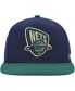 Men's Navy, Green New Jersey Nets 35th Anniversary Hardwood Classics Grassland Fitted Hat