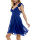 ფოტო #3 პროდუქტის Juniors' Ruffle-Sleeve Lace-Up Back Fit & Flare Dress