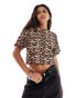 Noisy May crop top in leopard print