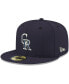 Фото #1 товара Men's Navy Colorado Rockies Logo White 59FIFTY Fitted Hat