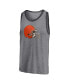 Фото #3 товара Men's Heathered Gray and Heathered Charcoal Cleveland Browns Famous Tri-Blend Tank Top