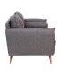 Carthage Upholstered Mid-Century Modern Pocket Spring Loveseat With Wooden Legs And Removable Back Cushions