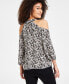 Фото #2 товара Women's Printed Cold-Shoulder Blouse, Created for Macy's